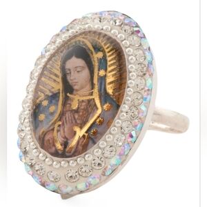 🩶🔹️Seed And Sage 🔹️multi Oval Virgin Mary Religious Halo Ring